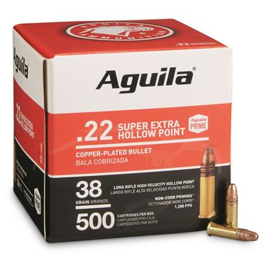 Aguila Super Extra High Velocity, .22LR, CPHP, 38 Grain, 500 Rounds
