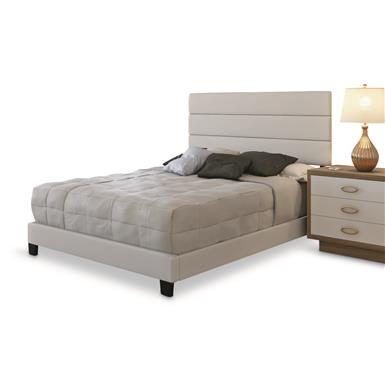 Tranquil Sleep Faux Leather Horizontal Channel Platform Bed Frame