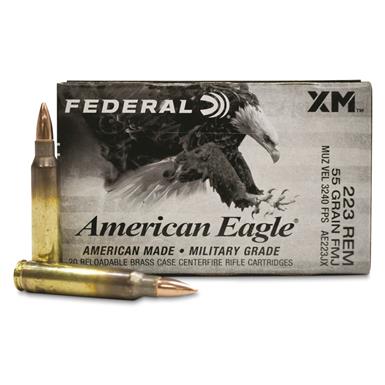 Federal American Eagle Rifle, .223 Remington, FMJBT, 55 Grain, 20 Rounds