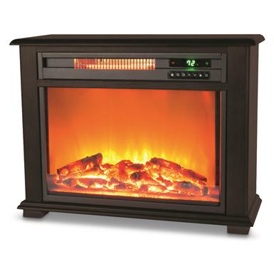 LifeSmart Infrared Quartz Fireplace Heater, Dark Walnut Mantle Trim