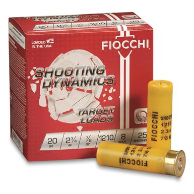 Fiocchi Shooting Dynamics, 20 Gauge Target Loads, 2 3/4", 7/8 oz., 250 Rounds