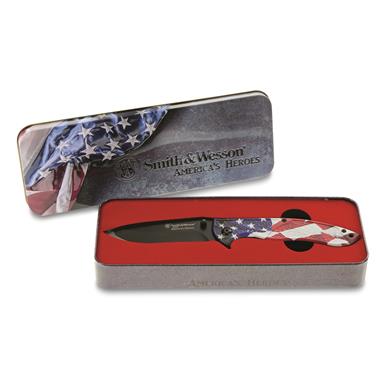 Smith & Wesson America's Heroes Knife with Gift Tin