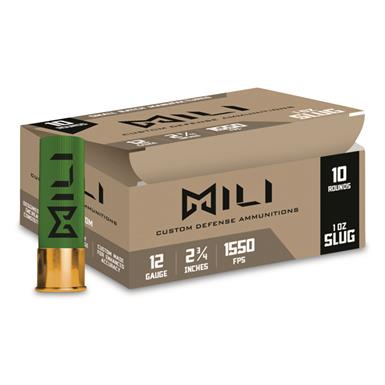 MILI Custom Defense, 12 Gauge, 2 3/4", 1-oz. Rifled Slug, 10 Rounds