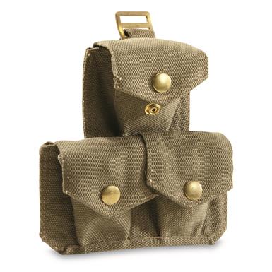 Italian Military Surplus 3 Pocket Canvas Mag Pouches, 2 Pack, Used