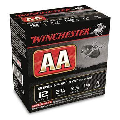 Winchester AA Super Sport Sporting Clays, 12 Gauge, 2 3/4", 1 1/8 oz., 250 Rounds