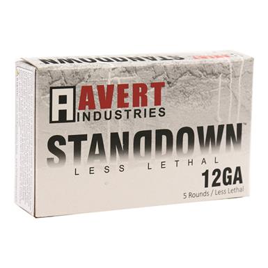 Avert Industries STANDDOWN Less Lethal, 12 Gauge, 2 3/4", Double Ball Shotshell, 5 Rounds