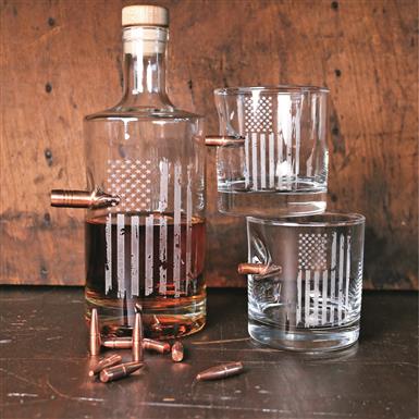 BenShot Patriotic Whiskey Decanter and Rocks Glass Gift Set