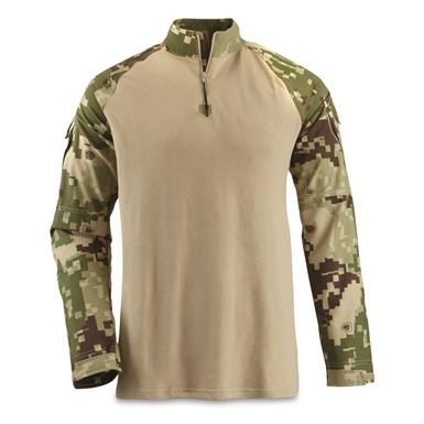 Peruvian Military Surplus Quarter Zip Combat Shirt, Digital Woodland, New
