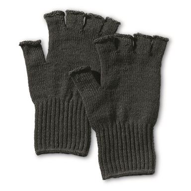 U.S. Military Surplus Wool Fingerless Gloves, 2 Pack, New