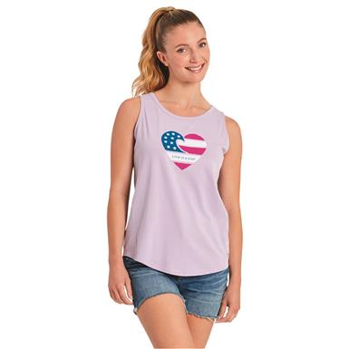 Life Is Good Women's Americana Wave Heart High-Low Crusher Tank Top Shirt
