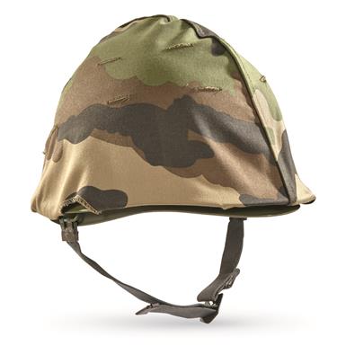 U.S. Military Style M1 Metal Helmet with Plastic Liner and Camo Cover