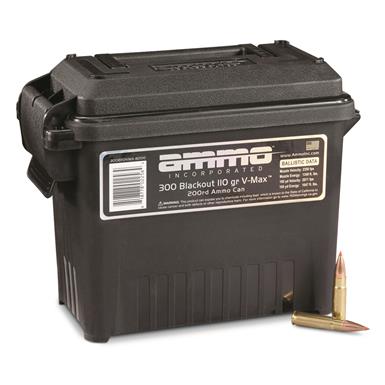 Ammo Inc, .300 AAC Blackout, V-MAX, 110 Grain, 200 Rds. with Ammo Can
