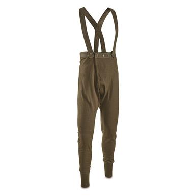 Swedish Military Surplus Long Johns with Suspenders, 2 Pack, New