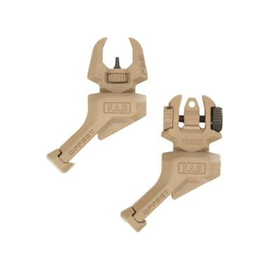 FAB Defense 45° Offset Front & Rear Flip-Up Sights, Left Offset, FDE