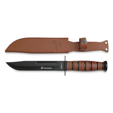 U.S. Marines by MTech MT-122MR Fixed Blade with Leather Handle