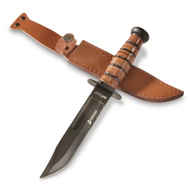 U.S. Marines by MTech MT-122MR Fixed Blade with Leather Handle
