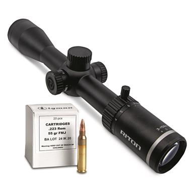 Riton X3 Conquer 3-15x44mm Rifle Scope & 200 Rounds of Igman .223 Remington 55-gr. FMJ Ammo