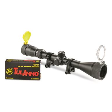 AimSports 3-9x40mm Rifle Scope and 100 Rounds of TulAmmo .223 Remington 55-gr. FMJ Ammo