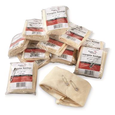 U.S. Municipal Surplus Triangular Muslin Bandages, 12 Pack, New