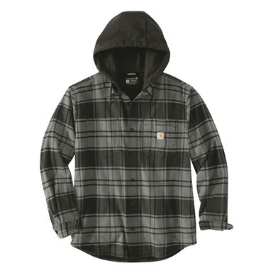 Carhartt Men's Relaxed Fit Flannel Fleece-lined Hooded Shirt Jacket