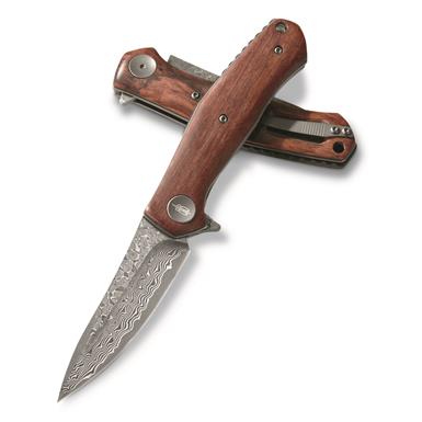 BucknBear Damascus Falcon Folding Knife
