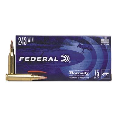 Federal Varmint and Predator, .243 Winchester, V-Max, 75 Grain, 20 Rounds