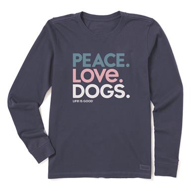 Life is Good Women's Peace Love Dogs Long Sleeve Crusher Shirt