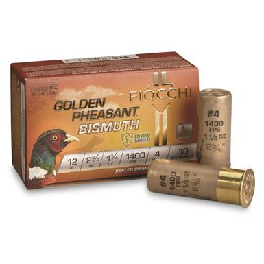 Fiocchi Golden Pheasant Bismuth, 12 Gauge, 2 3/4", 1 1/4 oz., 10 Rounds
