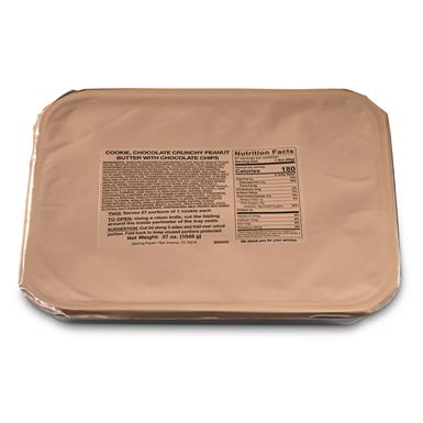 U.S. Military Surplus MRE 37 oz. Chocolate Crunch Peanut Butter Chocolate Chip Cookie Tray, New