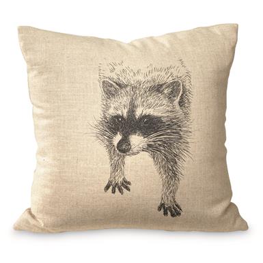 Wooded River Racoon Decorative Pillow