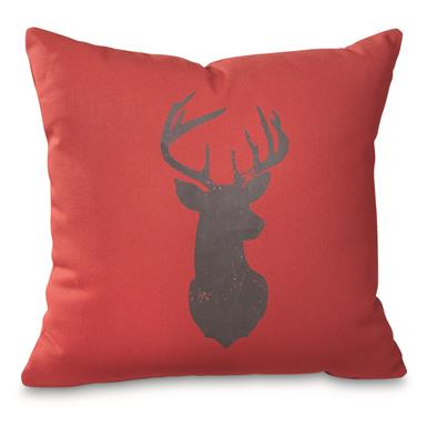 Wooded River Deer Silhouette Decorative Pillow