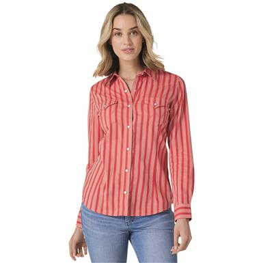 Wrangler Women's Retro Bold Stripe Western Snap Shirt