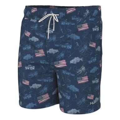 Huk Youth Pursuit Fish and Flags Volley Shorts