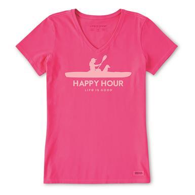 Life is Good Women's Happy Hour Kayak Crusher-Lite Vee Shirt
