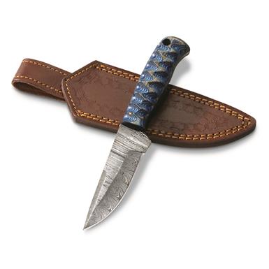 SZCO Exotic Hunter Twisted Wood Damascus Fixed Blade Knife