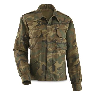 Spanish Military Surplus Woodland Long Sleeve Field Shirt, Used
