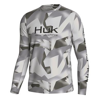 HUK Men's Standard Pursuit Crew Long Sleeve, Sun Protecting Fishing Shirt,  Fin Flats-Harbor Mist, Small : : Clothing, Shoes & Accessories