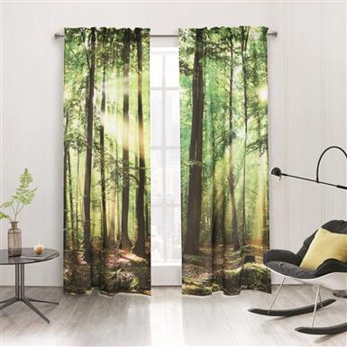Habitat Photo Real Forest Light Filtering Pole Top Curtain Panel Pair
