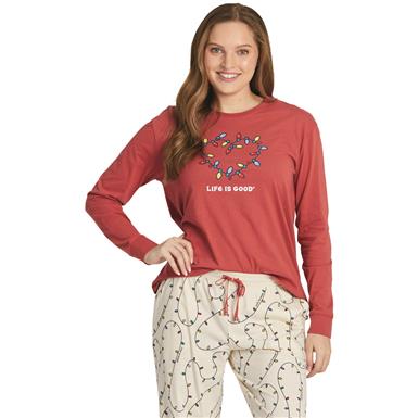 Life Is Good Women's Holiday Lights Heart Snuggle Up Long Sleeve
