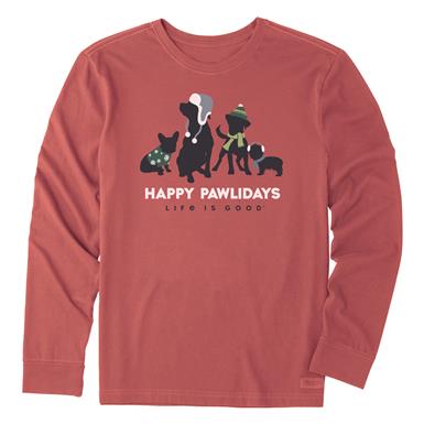 Life Is Good Men's Happy Pawliday Pups Crusher Long Sleeve