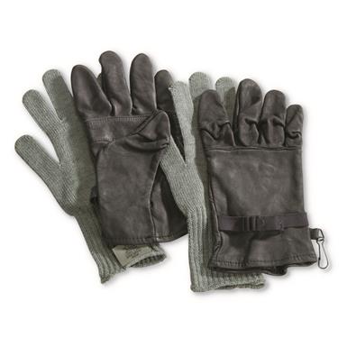 U.S. Military Surplus D3A Leather Gloves with Wool Liners, New