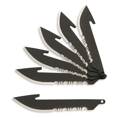 Outdoor Edge 2.5" 50% Serrated Drop-Point Blade Pack, Black Oxide, 6 Pack