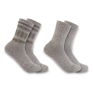 Carhartt Women's Synthetic-Wool Blend Heavyweight Crew Socks, 4 Pairs