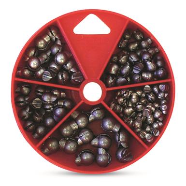 Eagle Claw Removable Split Shot Sinkers, Assorted Sizes, 124 Pieces