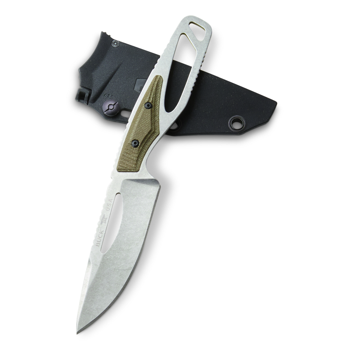 Buck Knives 631 Paklite Field Pro Knife, Olive Drab Micarta