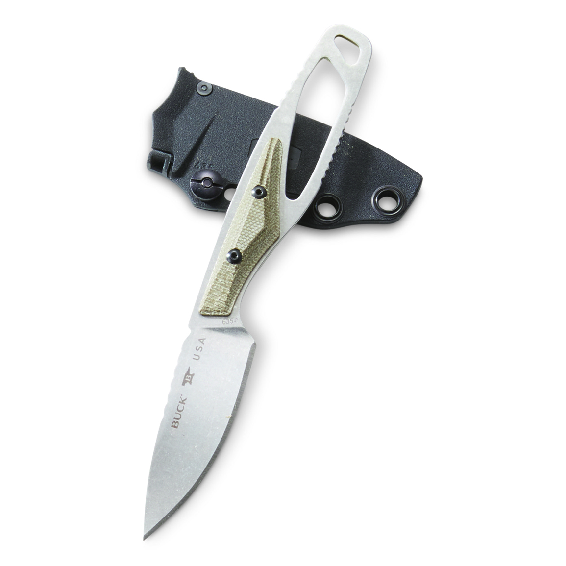 Buck Knives 635 Paklite Cape Pro Knife, Olive Drab Micarta