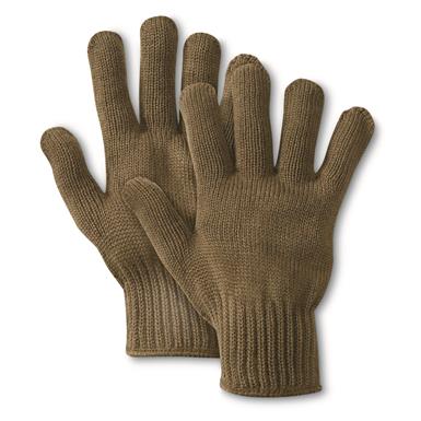 Belgian Military Surplus Wool Gloves, 3 Pairs, New