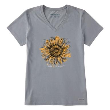 Life is Good Women's Scribbled Sunflower Crusher Lite Short Sleeve