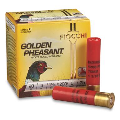 Fiocchi Golden Pheasant, 28 Gauge, 3", 1 1/16 oz., 25 Rounds