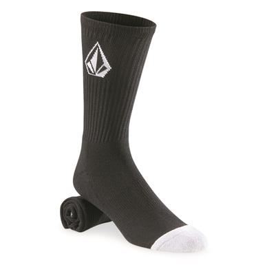 Volcom Crew Socks, Black, 3 Pairs